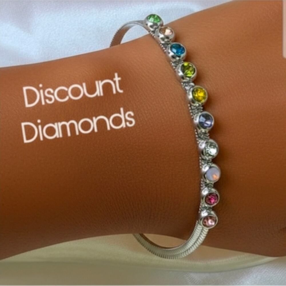 Titanium Snake Skin Multi Colored Zircon Bracelet